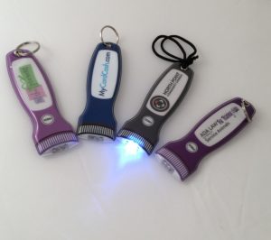 In the Present is obsessed with these LED Flat Flashlights that we can custom design with large quantities.